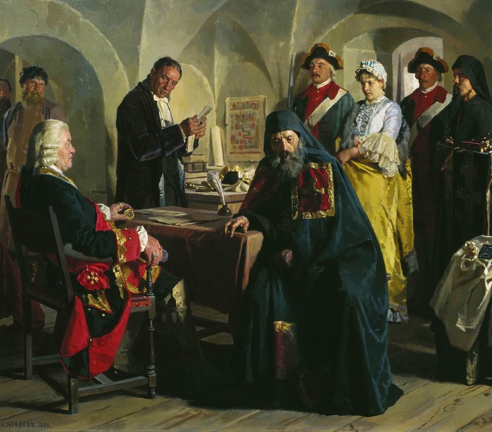 Картина Н. В. Неврева под названием «Начальник Тайной канцелярии А. С. Ушаков допрашивает княжну Юсупову».