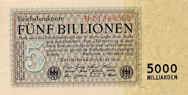 Банкнота Рейхсбанка достоинством в 5 млрд марок