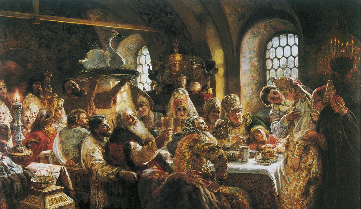 Маковский К. Е «Свадебный пир в боярской семье XVII столетия» (1883)