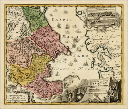 Карта стран Каспийского бассейна в XVII веке